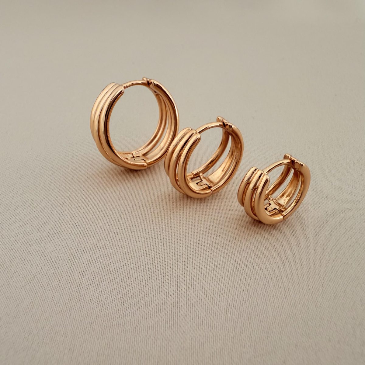 گوشواره سه لاین آیینه‌ای ژوپینگ مدل X001113207 - دیدی کالا | DiDikala