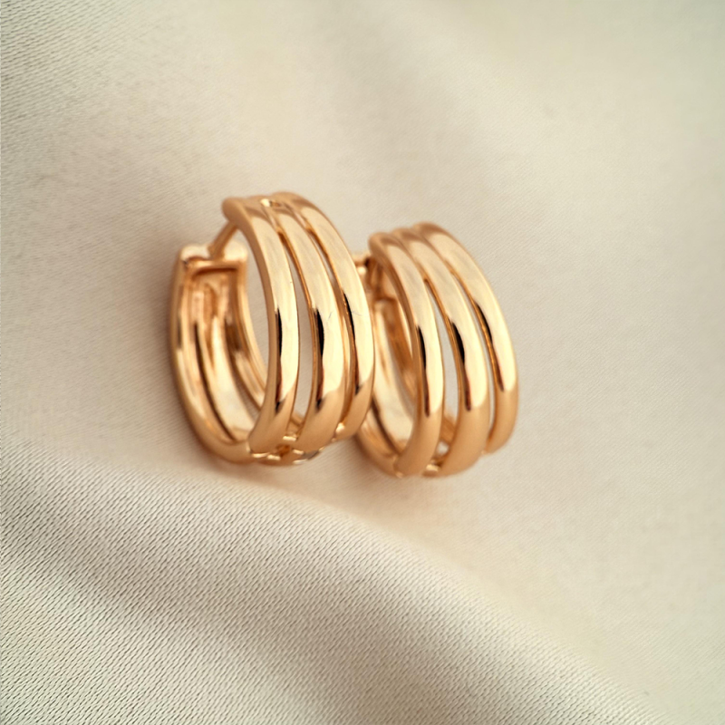 گوشواره سه لاین آیینه‌ای ژوپینگ مدل X001113207 - دیدی کالا | DiDikala