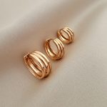 گوشواره سه لاین آیینه‌ای ژوپینگ مدل X001113207 - دیدی کالا | DiDikala